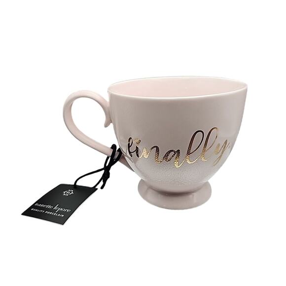 NWT Nanette Lepore Pink Matte "Finally" Footed Coffee Mug Quality Porcelain - Picture 6 of 11